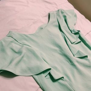 cute mint green ruffled sleeve top